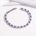 Bracciale argento con zirconi quadrati alternati viola e trasparenti e chiusura sicura - Zirconia Viola e Bianca (TT0278)