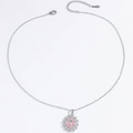 Collier en acier inoxydable argenté avec pendentif rose rose et cristaux brillants - Collier Rose Rose (X1847)