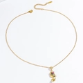Collana in acciaio inossidabile dorato con pendente a rosa di cristallo e dettaglio stella - Collana Tulipano Arcobaleno (X1256)