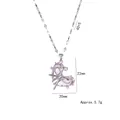 Vista detallada del colgante de corazón rosa con lazo y perlas con medidas de talla - Collar de Lazo de Corazón Púrpura (X3723)