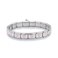 Italian charm bracelet in stainless steel with pink enamel heart modular link design - Pink Heart