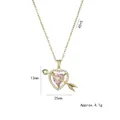 Goldene Herzkette mit Pfeil und rosa Zirkon inklusive Maßen von 40+5cm - Pfeil Durch Herz Stil (X3834) / Gold