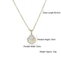Collar con colgante de hoja de ginkgo con perla y circón para mujer, vista de 13mm - Colgante de Perlas de Hoja de Ginkgo Dorado (X3808)