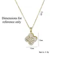 Collier trèfle doré avec pendentif en zircon 15x15mm et une chaîne ajustable de 45cm - Fleur Rotative Or (X3813)