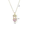 Collana con ciondolo a cuore rosa, fiocco dorato e zirconi per donne eleganti - Collana con Cuore Rosa e Fiocco (X3835)