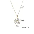 Golden titanium steel sunflower pendant necklace with zircon crystals and dimensions - X2294 Flower Necklace