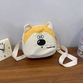 Borsa a tracolla in tela a forma di cane con cinturino regolabile e ricamo moda - Giallo