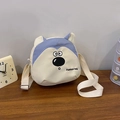 Simpatica borsa a tracolla pinguino in tela beige e blu con tracolla regolabile - Blu