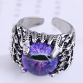 Detailed close-up of a gothic claw ring holding a mystical purple evil eye stone - Purple Floc Style (8#)