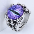 Macro shot of a purple dragon eye ring with silver gothic claw setting details - Purple Style (4#)