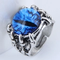 Macro shot of dragon claw ring featuring a detailed blue evil eye stone and antique silver finish - Blue Style (3#)
