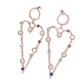 Pendientes de corazón en plata 925 con diamantes de colores y perlas brillantes - Estilo de Corazón con Perlas y Diamantes de Imitación de Colores