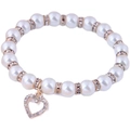 Elegante bracciale di perle con perline oro rosa e ciondolo a cuore con diamanti - Stile Ciondolo Cuore Cavo (2#)