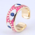 Détail de la bague Evil Eye avec émail coloré et finition plaquée or de haute qualité - Multicolore (7#)