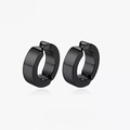 Minimalistische schwarze Metall-Ohrclips für Herren mit poliertem Finish ohne Ohrlöcher - Schwarz