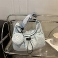 Light blue nylon crossbody dumpling bag with matching round coin purse and ZME logo - Blue