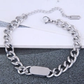 Silbernes Edelstahl-ID-Armband mit Panzerkette, Karabinerverschluss und Verlängerungskette - Silber
