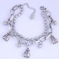 Detail of double-layer stainless steel bracelet with lucky money bag pendants - Lucky Bag Style (1#)