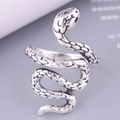 Close-up of vintage snake ring showing detailed scales and antique silver finish - Silver Grey Gothic Style (6)