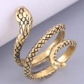 Macro shot of vintage gold snake ring showing intricate scale texture and bronze finish - Antique Gold Scaly Texture Style (2)