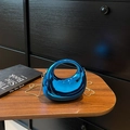 Bolso de noche azul espejo con forma de luna y cadena metálica dorada - Azul