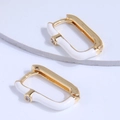 Elegant rectangular gold-plated earrings with white enamel and sparkling zircon stones - White (22101536)