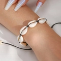 Pulsera bohemia de conchas naturales con cordón trenzado negro ajustable a mano - Pulsera (3051808)