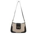Elegante borsa a tracolla in tessuto bianco e nero con fiocco dorato da donna - Bianco e Nero
