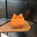 Mini orange crossbody bag with white polka dots and a matching large bow detail - Orange