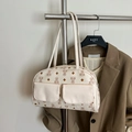 Borsa a spalla bianco crema con motivi a orsetto e doppie tasche in stile trendy - Bianco