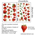 Lot de 2 stickers muraux fraises réalistes avec fleurs et feuilles, taille 21x29cm - Style de Motif Fraise (MS4092-ZC)