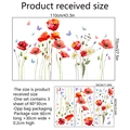 Wandtattoo-Set mit Aquarell-Mohnblumen und Schmetterlingen für das Wohnzimmer - 30*60cm*3PCS