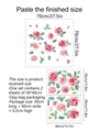 Detail showing 30x40cm watercolor pink rose wall stickers with layout and final dimensions - 30*40cm*2 Sheets