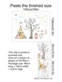 Detail showing forest animal wall decal dimensions 150x120cm with assembly and layout view - 30*90cm*4 Sheets