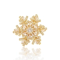 Rotating snowflake brooch with sparkling cubic zirconia and gold finish in a 3D design - Clear White Snowflake Style (XX0206)