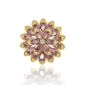 Eleganter goldener Gänseblümchen-Anstecker mit lila Kristallen und funkelnden weißen Zirkonien - Charmante Dunkelviolette Blume (XX0201)