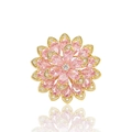 Detailaufnahme der Kristall-Gänseblümchen-Brosche mit rosa Zirkonia und Vergoldung - Süße Rosa Blume mit Farbverlauf (XX0200)