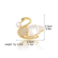 Vintage swan brooch with natural mother of pearl, gold finish, and pearl detail - Swan Style (XX0194)