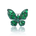 Elegant emerald green butterfly brooch with sparkling crystals and mother of pearl inlay - Dark Green Zircon Butterfly Style (10)