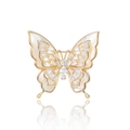 Elegant gold butterfly brooch with natural mother of pearl wings and zircon accents - Double Layer Pearl White Butterfly Style (9)