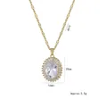Collana in acciaio al titanio con pendente halo in zircone bianco ovale 40+5cm - Stile Zirconia Ovale Dorato (X3423)