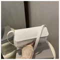 Minimalist white patent leather underarm bag with glossy finish and slim shoulder strap - White