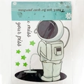 Sticker mural pour abattant de WC astronaute lumineux avec étoiles vertes décoratives - Style Astronaute de Dos Debout (MST6076-ZY)