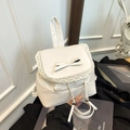 White ballet-style mini crossbody bag with lace trim and bow knot detail - White