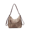 Retro large capacity brown tote bag with suede texture and shoulder straps on white background - Coffee