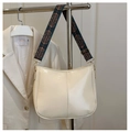 Borsa a tracolla beige chic con cinturino geometrico e cuciture verticali eleganti - Bianco