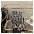 Fashionable snake print crossbody phone bag with fringe and adjustable strap - Gray