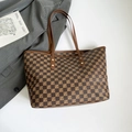 Bolso tote a cuadros marrones de gran capacidad con elegante estampado de letras - Estilo Cuadros / Marrón