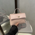 Chic pink handbag for women featuring a textured finish and golden twist lock closure - Pink