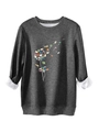 Detailed view of dark grey sweatshirt featuring warm fleece lining and book dandelion print - Dark Gray